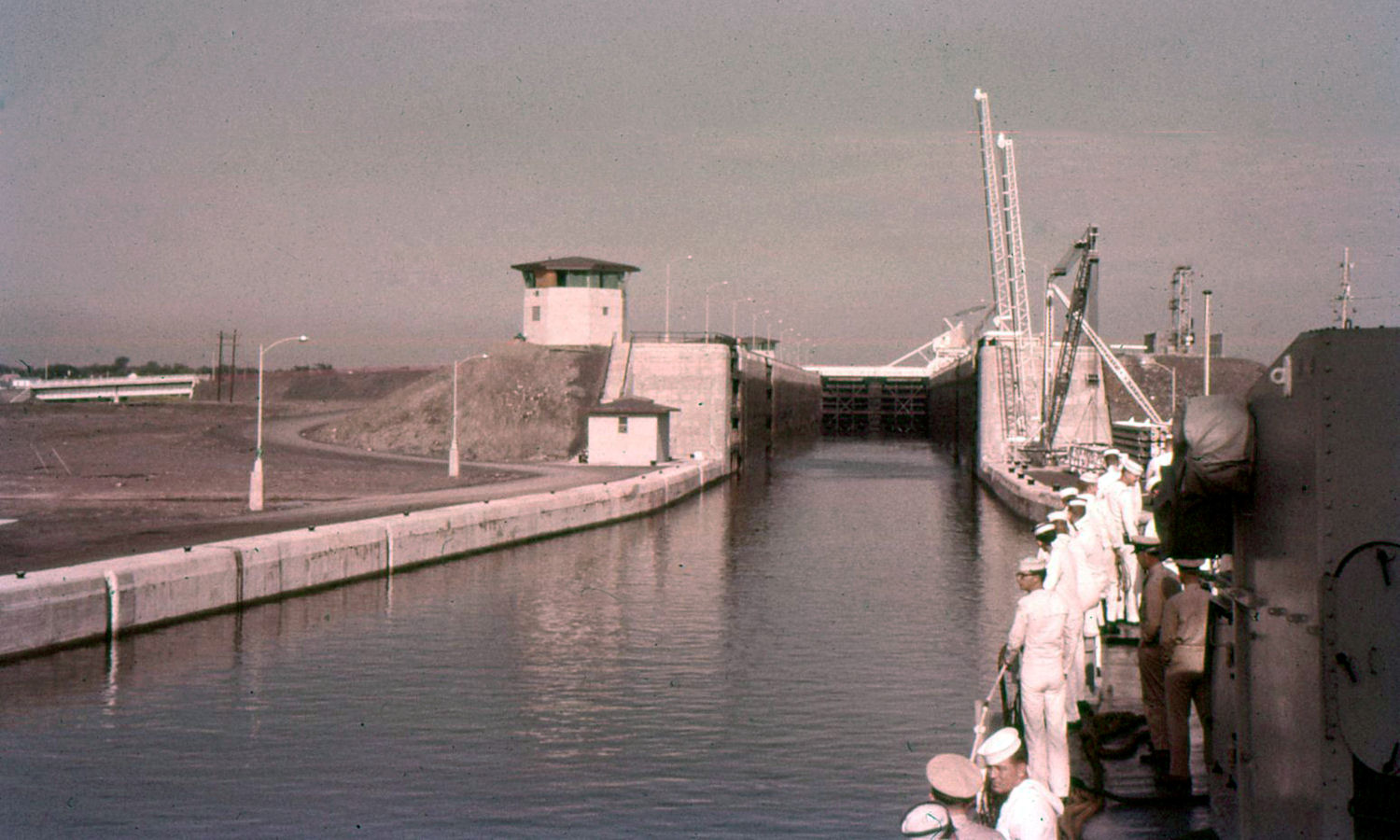 Entering 1st Lock on the St. Lawerence Seaway - at Montreal Canada