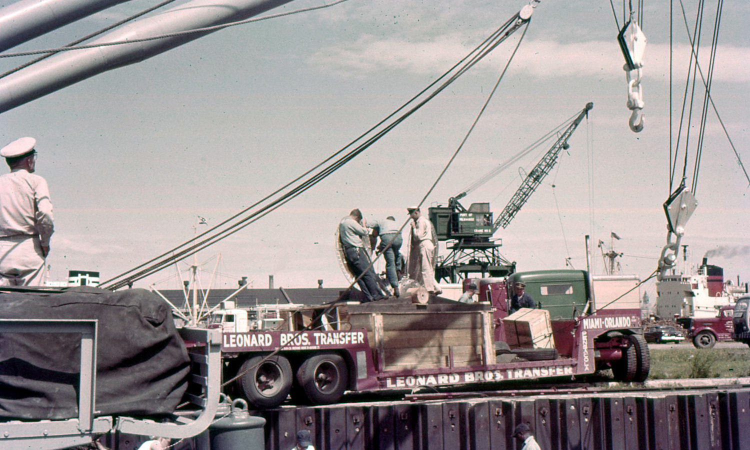 New screws arrived - along side of USS Preserver (ARS-8), a Diver-Class rescue and salvage ship. Damaged screws had to be removed with explosives